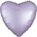 Pastel lilac heart-shaped foil balloon with a satin finish and reflective surface.