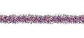 Purple and red metallic tinsel garland with a wavy fringe pattern displayed horizontally against a white background.