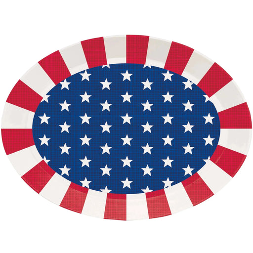 Patriotic Oval Plastic Serving Tray 10”x14” | 1ct