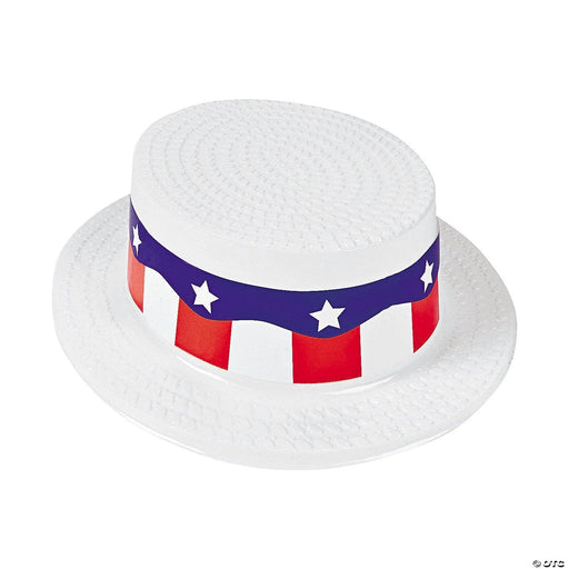 Patriotic Plastic Red/White/Blue Adult Skimmer Hat  | 1ct