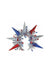 Patriotic star-shaped headband featuring red, blue, and silver glittery pointed cone spikes arranged in a circular pattern with matching star decorations throughout.