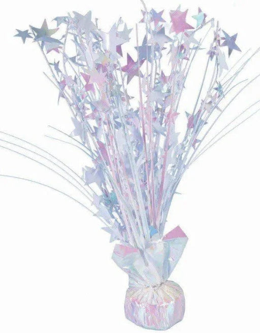 White Iridescent Cascade Balloon Weight 15" | 1ct