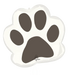 White paw print-shaped mylar balloon with four gray toe pads surrounding a larger gray center pad.
