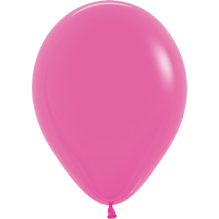 Single pearl fuchsia latex balloon with a tied knot at the base, displayed against a white background.
