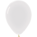 Pearl white latex balloon with a teardrop shape and tan-colored tied knot at the bottom.