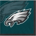 Philadelphia Eagles logo featuring a white eagle head with wings on a teal green background, displayed on a beverage napkin.