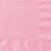 Pink paper napkins with a textured quilted pattern on the edges, showing the characteristic fold lines and material weave of disposable party napkins.