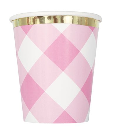 Pink Gingham Cup 9oz | 8ct