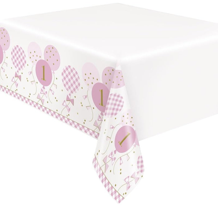 1ct Tablecover Plastic Pink Gingham - Party Supplies