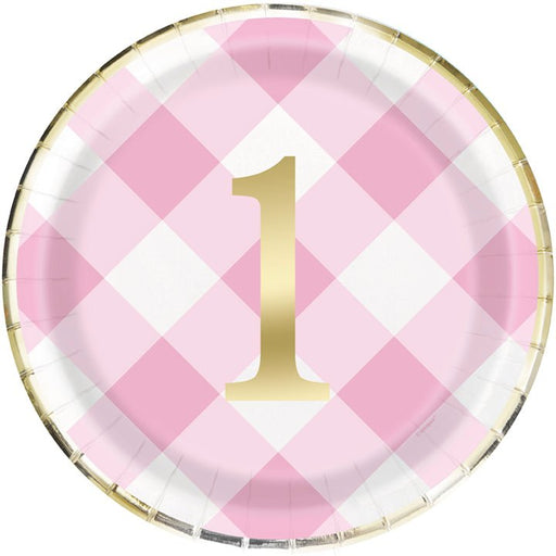 Pink Gingham Plate 9in | 8ct