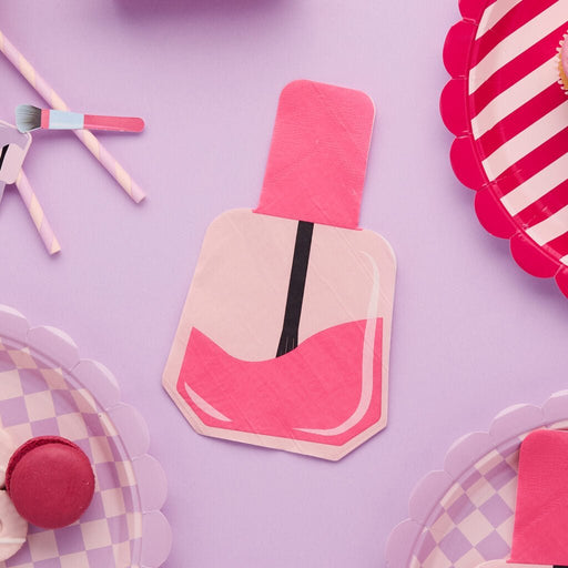 Pink Nail Polish Shaped Paper Napkins | 16ct