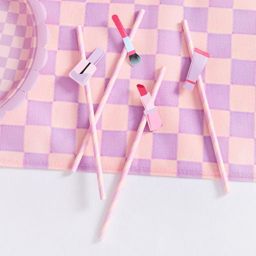 Pink Spa Themed Paper Straws | 16ct