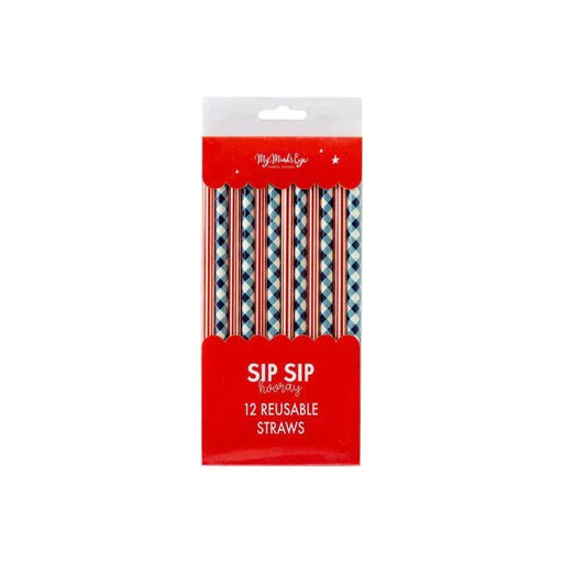 Plaid And Stripes Reusable Straws | 12 Count