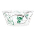 Clear plastic bowl with green football design and "GAME ON" text, featuring illustrated footballs, stars, and decorative elements around the sides.