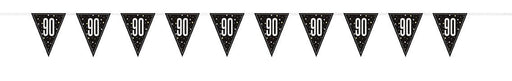 Plastic Prismatic 90th Birthday Flag Banner 9ft | 1ct