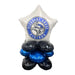White star-shaped foil balloon atop a cluster of black and blue round foil balloons featuring the Pleasant Grove Vikings school logo and mascot.