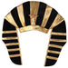 Gold and black striped plush pharaoh headdress with a small decorative cobra ornament at the center front.