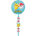 Light blue foil balloon featuring Pikachu and a Poké Ball with "Pokémon" text, accompanied by a dangling tail with four smaller Poké Ball balloons and a Pikachu charm.