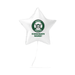White star-shaped foil balloon featuring a green circular Pirates logo with a skull and crossed swords, and "CONGRATS NAME!" text in green below the emblem.