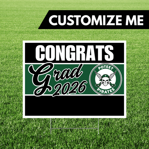 Poteet TX Custom Grad 2026 Yard Sign 18x24" | 1ct