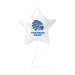 White star-shaped foil balloon with a blue eagle logo and "CONGRATS NAME!" text printed on the front.