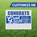 Graduation-themed customizable sign with 'Congrats Grad 2026' text on a grass background