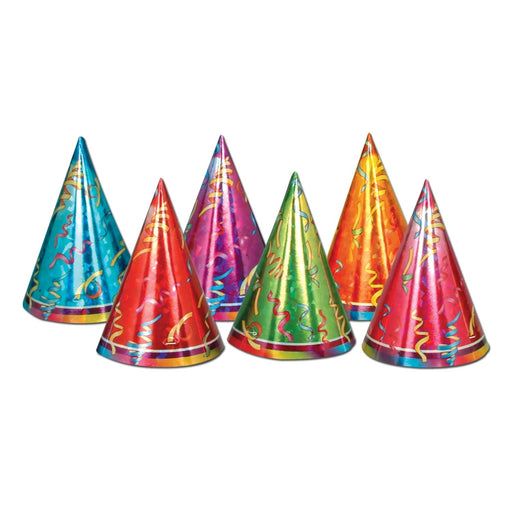 Prismatic Streamer Party Hats Assortment 7" | 6ct