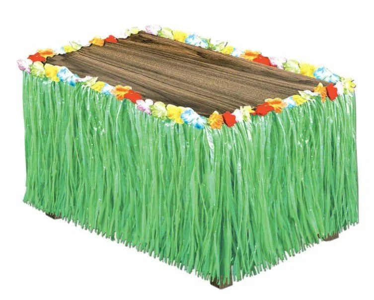 Green Grass Table Skirt w/ Flowers | 1ct - Zurchers