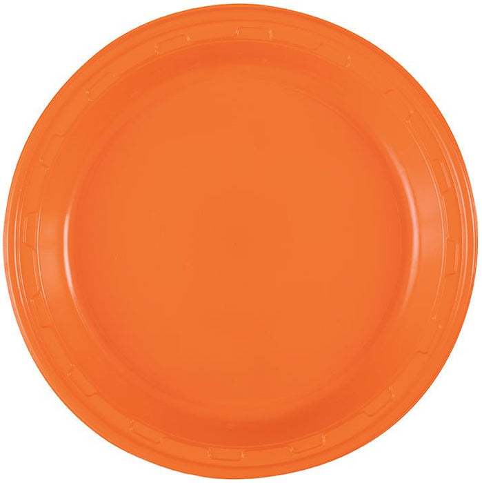 50ct 10in Plastic Plate Orange - Party Supplies