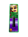 Purple cream lipstick in a black tube displayed on a green and purple packaged card with water-washable labeling and a model wearing sunglasses.