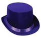 Deep purple velvet top hat with a matching satin ribbon band, displayed at a slight angle against a white background.