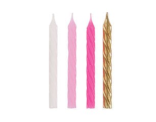 P/W/G Spiral Birthday Candle | 24ct