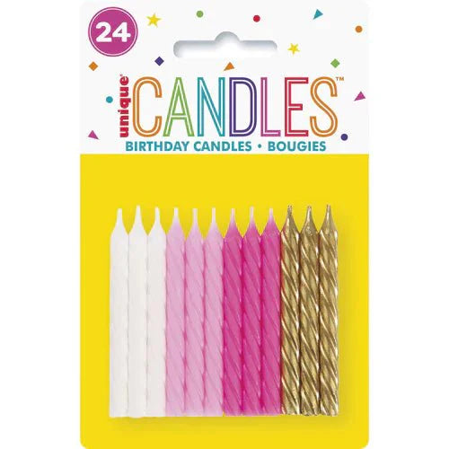P/W/G Spiral Birthday Candle | 24ct