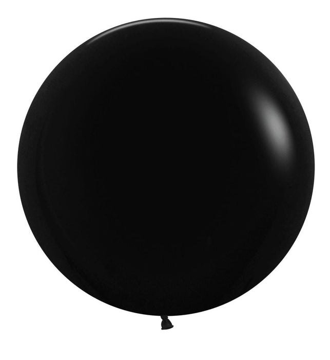 Single inflated 24-inch black latex balloon