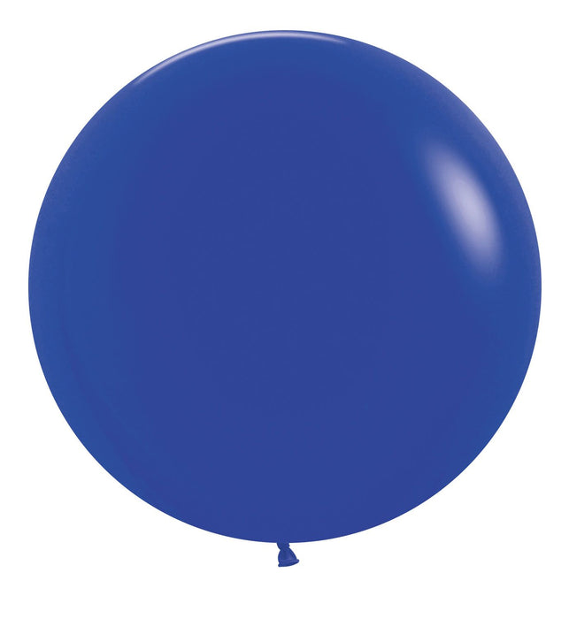 Single inflated 24-inch Royal Blue latex balloon