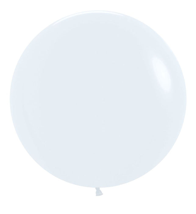 Single inflated 24-inch white latex balloon