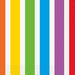 Stack of 16 colorful paper napkins featuring vertical rainbow stripes in orange, yellow, green, blue, purple, and red with white spaces between each color.