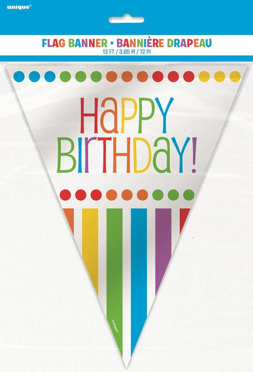 Rainbow Birthday Flag Banner 12ft | 1ct