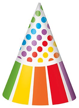 Rainbow Birthday Party Hats | 8ct
