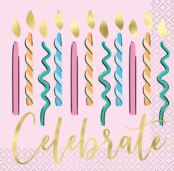 Rainbow Birthday Sweet Foil Beverage Napkins | 16ct
