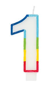 Rainbow Number 1 Candle - Party Supplies