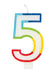 Rainbow Number 5 Candle - Party Supplies