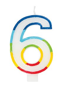 Rainbow Number 6 Candle - Party Supplies
