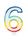 Rainbow Number 6 Candle - Party Supplies