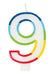 Rainbow Number 9 Candle - Party Supplies