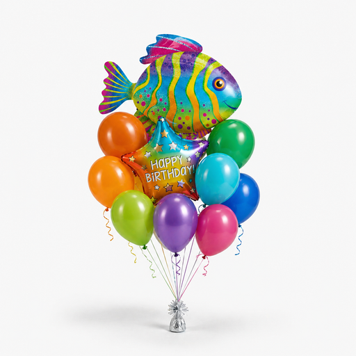 Rainbow Reef Birthday Balloon Bouquet