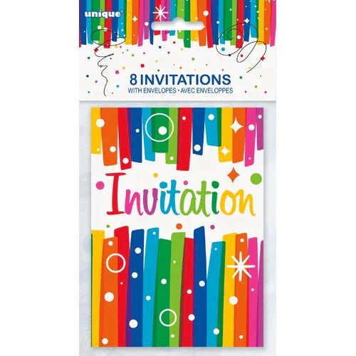 Rainbow Ribbon Birthday Invitations | 8ct
