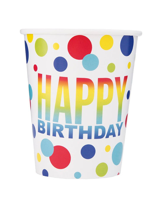 Rainbow Spots Birthday Cup 9oz | 8ct