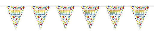 Rainbow Spots Birthday Flag Banner 12ft | 1ct