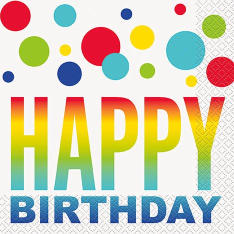 Rainbow Spots Birthday Lunch Napkins | 16ct